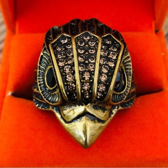Kurt Geiger London Antique Brass Eagle Head Statement Cocktail Ring with Box - Picture 11 of 11